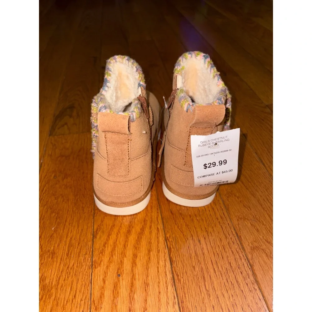MIA Girls‎ Chestnut Bekha Suede Shearling Boots Embroidered Trim Size 4M NEW